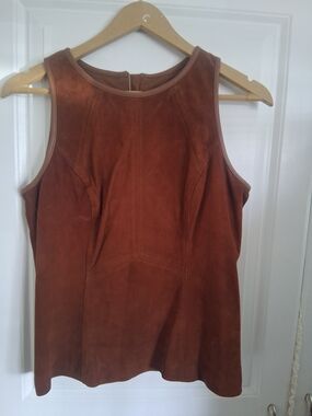 White House Black Market Brown Suede Sleeveless Top